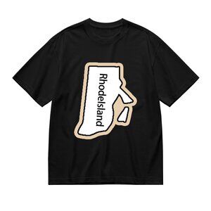 Rhode Island Graphic Tee - Black with Cream & White Map